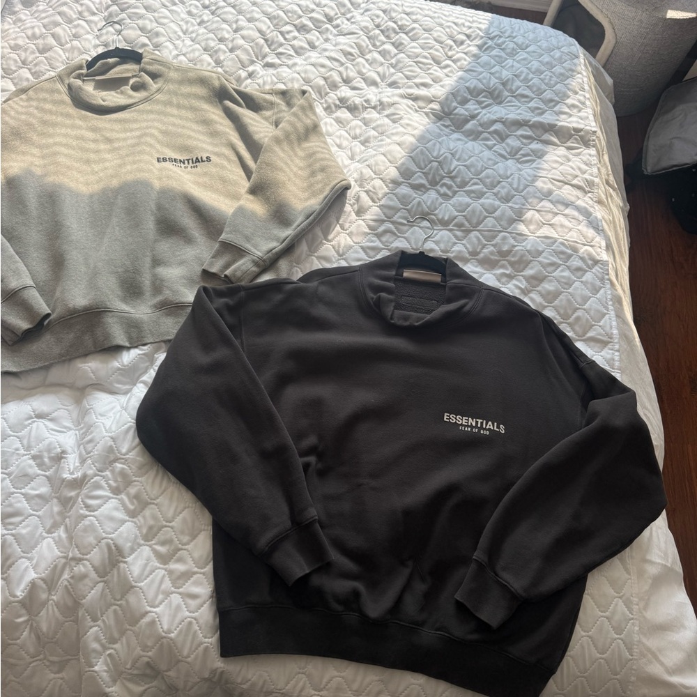 Essentials Unisex Black (stretch limo) and Dark gray mock neck Sweater Duo